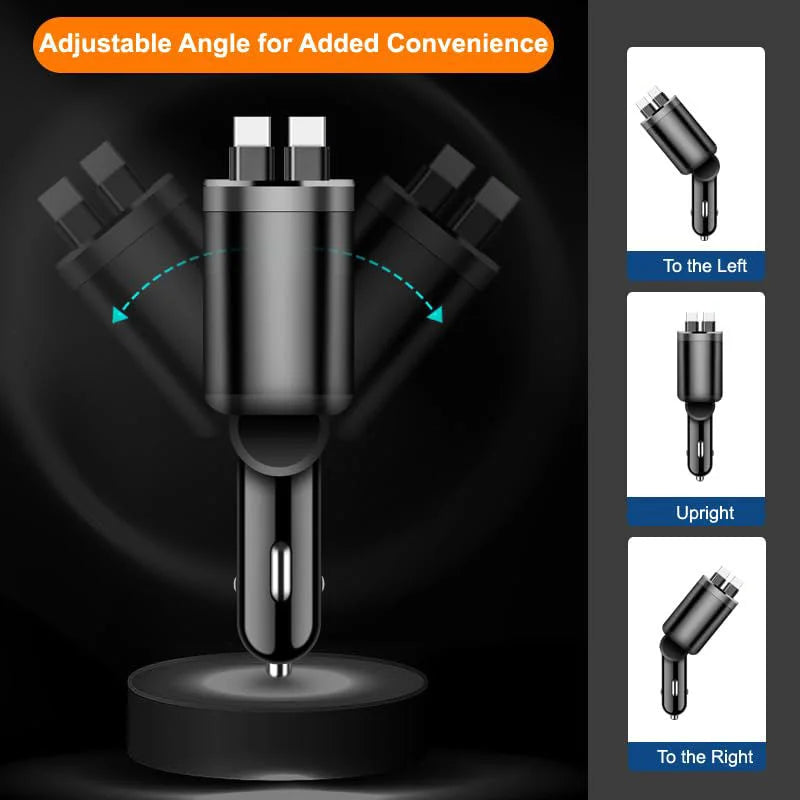 Car Charger 5 in 1 phone and Type c  Car Charger Adapter USB  Car Charger with Retractable Cables