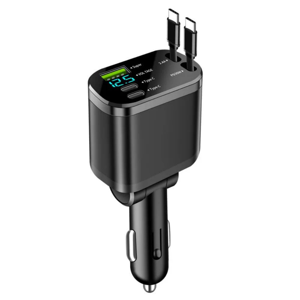 Car Charger 5 in 1 phone and Type c  Car Charger Adapter USB  Car Charger with Retractable Cables